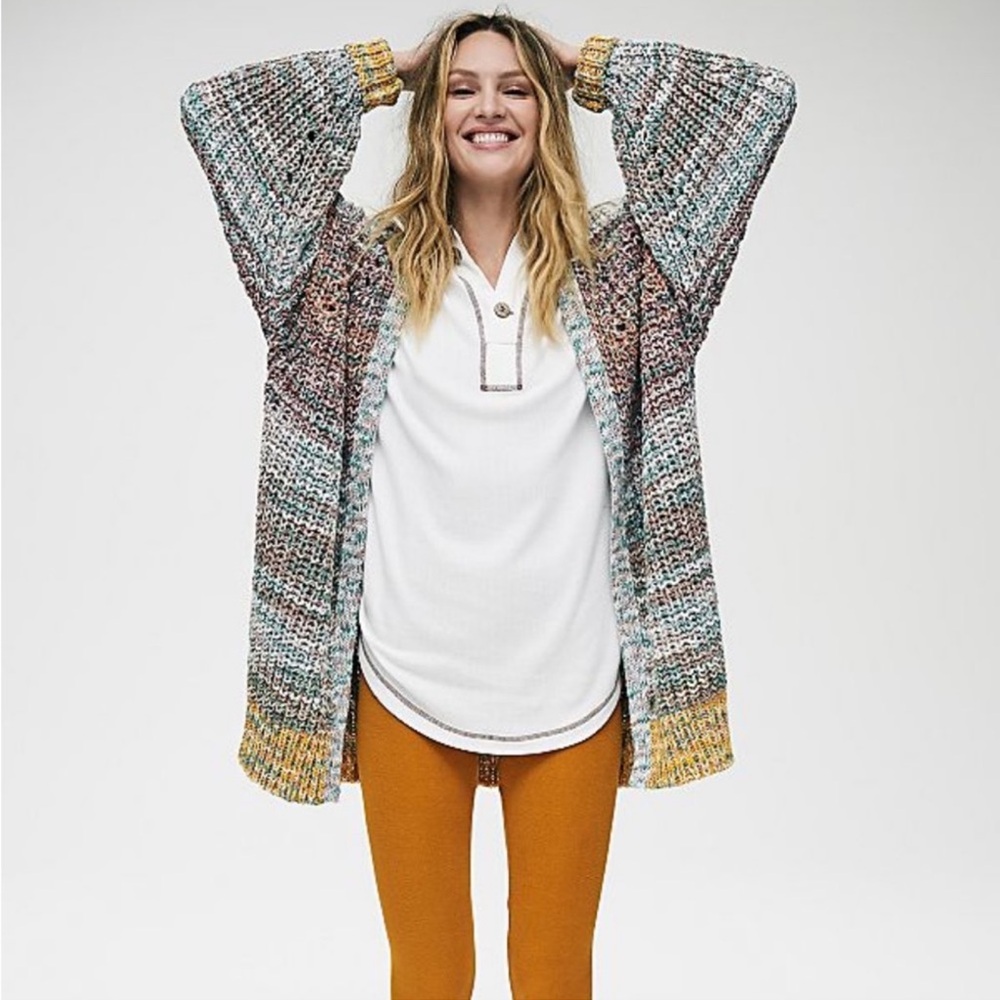 Free People Dreaming Again Cardigan Sweater - Mountain Breeze Combo